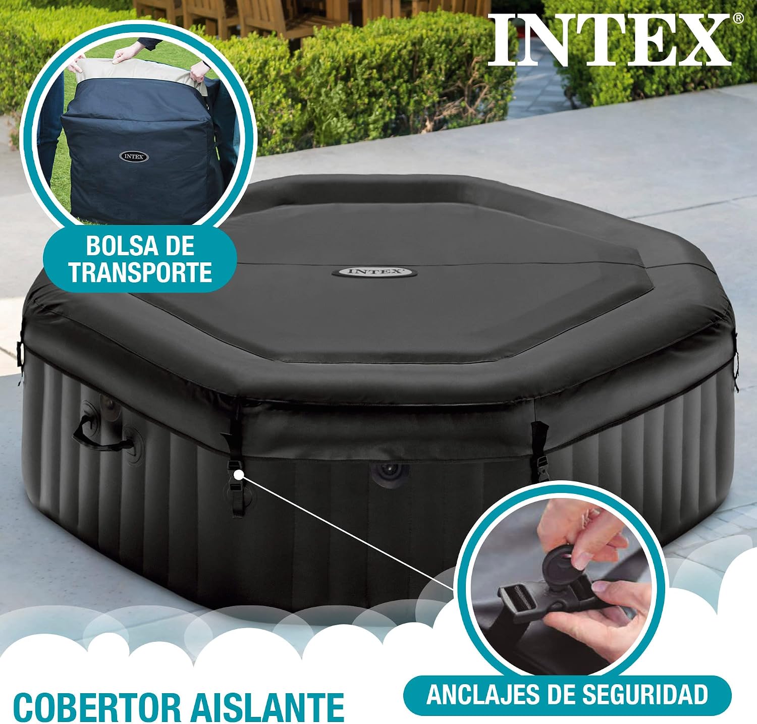 Intex 86IN X86IN X28IN PURESPA Jet and Bubble Deluxe Set