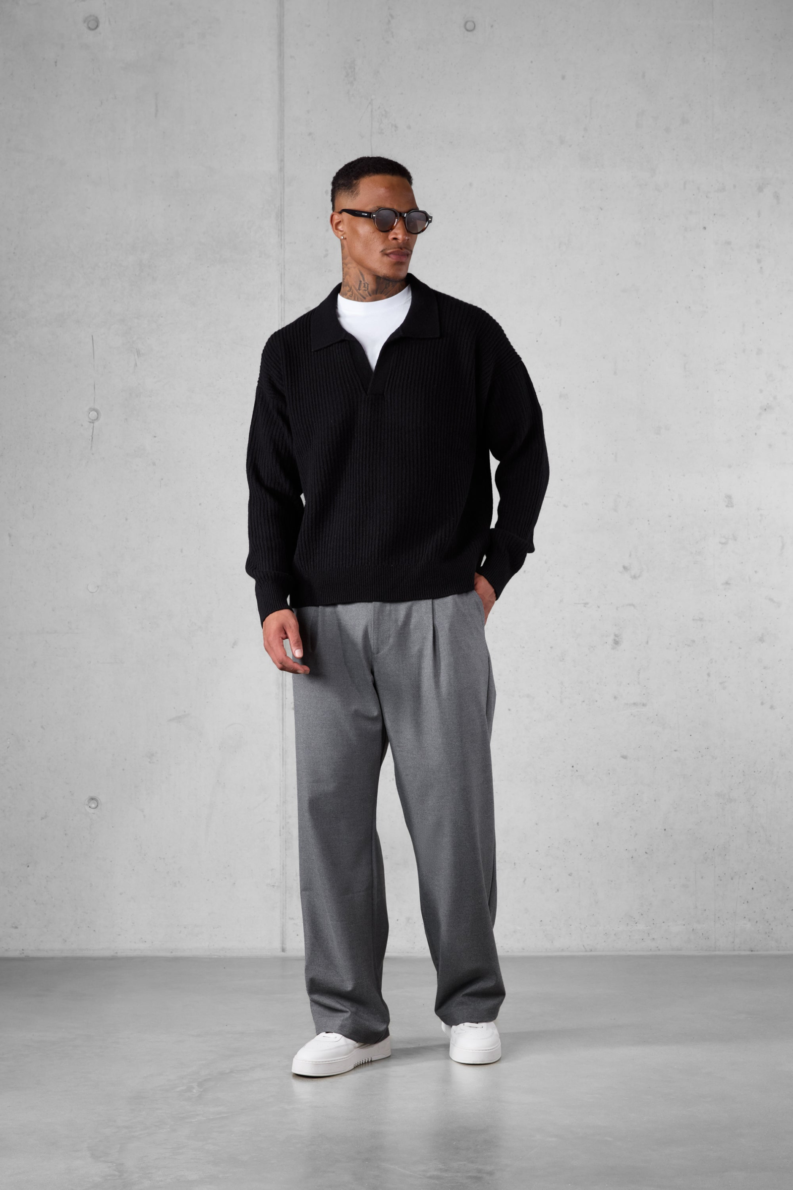 Grey Wide Tailored Pants