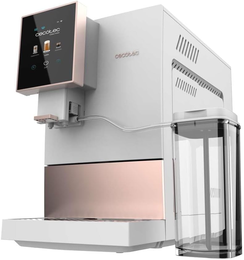 Cecotec Kompakte Superautomatische Kaffeemaschine mit Wifi Cremmaet Compactccino Connected Black Rose. 1350W, 19 Bar, TFT-Bildschirm und APP, Mahlwerk, Milchtank 400 ml und 1 Liter Wasser