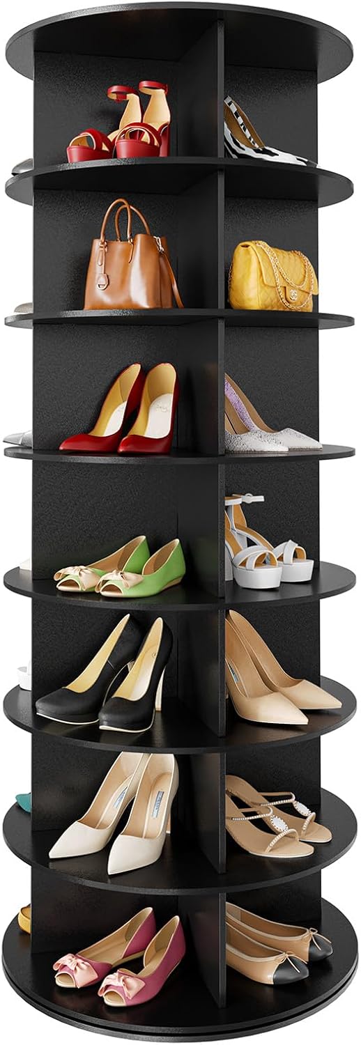 SpaceAid 7 Tier Rotating Shoe Rack Tower, Spinning Shoe Display Lazy Susan
