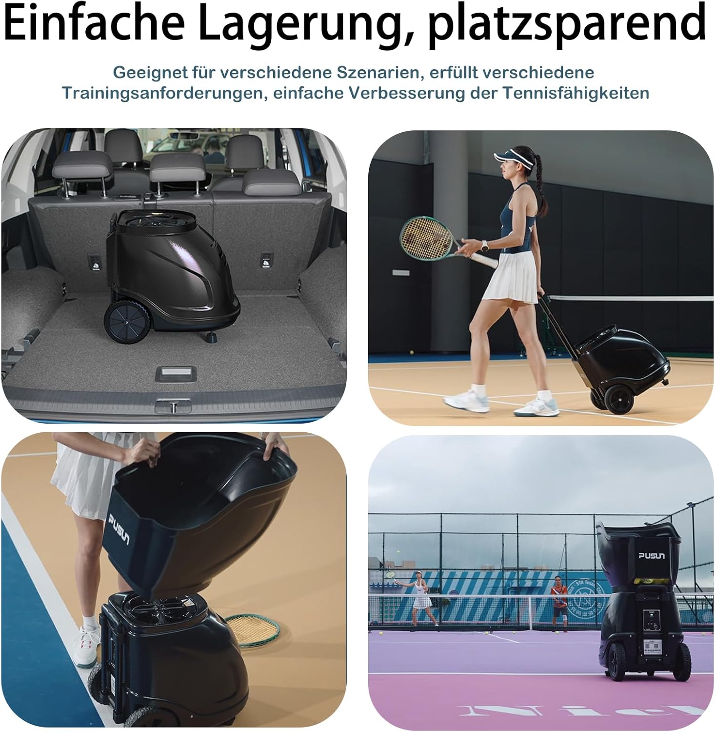 PT-9001Pro Tennisballmaschine - Profi Ballwerfer mit APP-Steuerung (App für Watch), 35 Landepunkte & Variable Geschwindigkeit, mobiler Ballwerfer (7-10 Std. Akkulaufzeit)