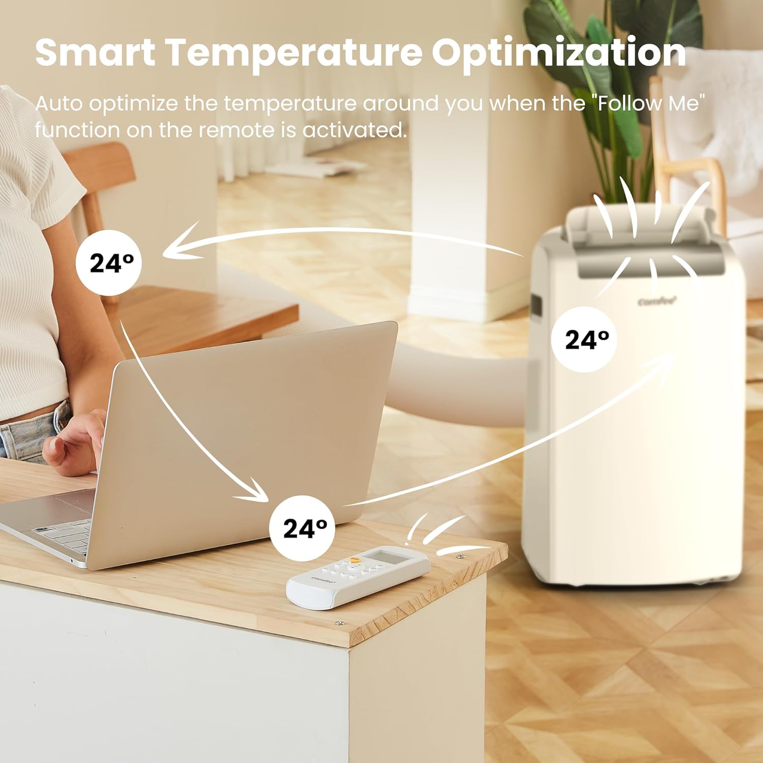 Comfee Mobiles Klimagert Easy Cool 2.0, 7000 BTU 2,0kW, Kühlen&Ventilieren&Entfeuchten, Raumgre bis 68m(25㎡), APP-Steuerung/Alexa/Google Home/IFTTT, Mobile Klimaanlage mit Abluftschlauch