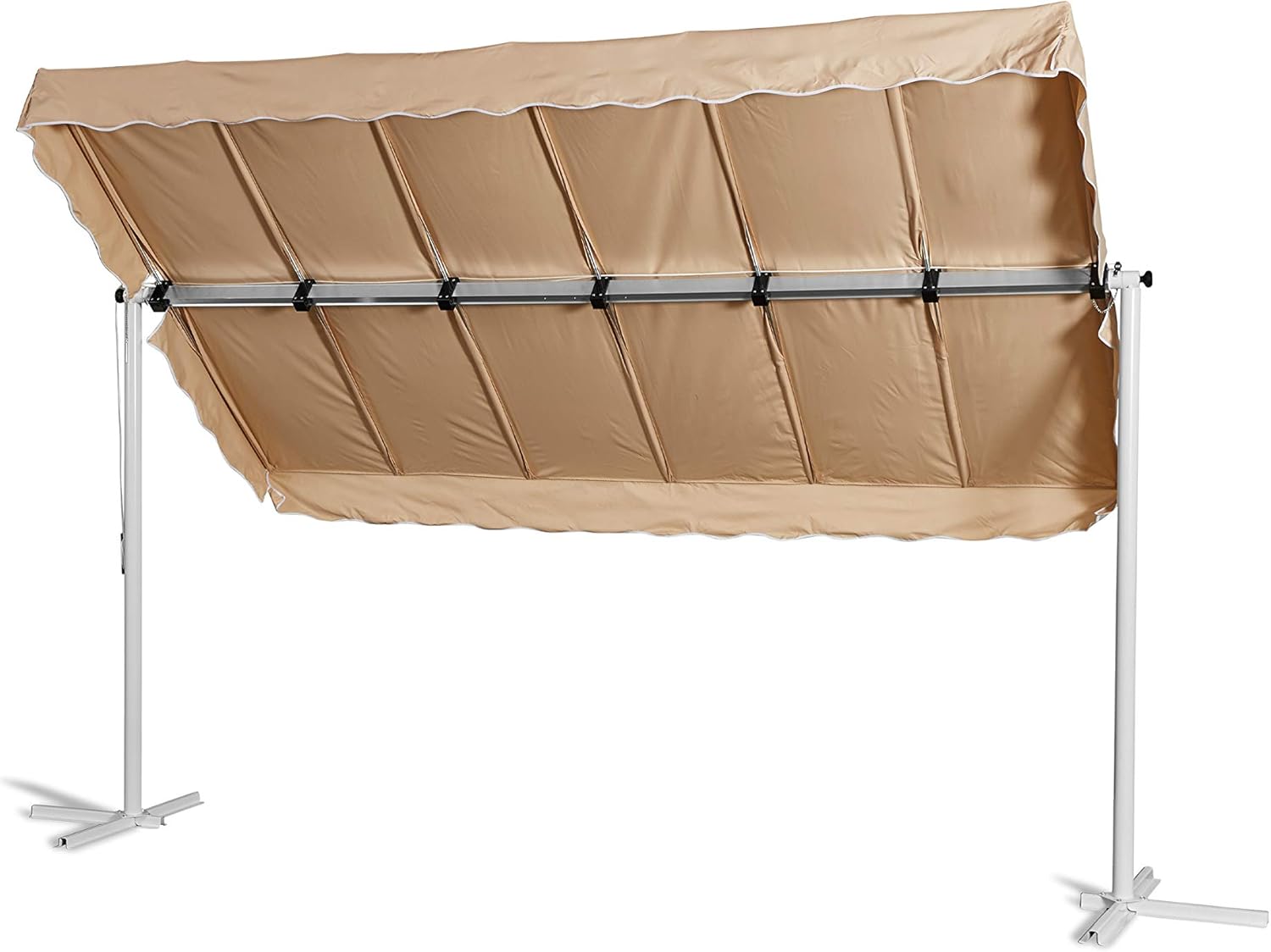 GRASEKAMP Qualität seit 1972 Standmarkise Dubai Beige 375x225cm mit Schutzhülle Terrassenüberdachung Raffmarkise Mobile Markise Ziehharmonika