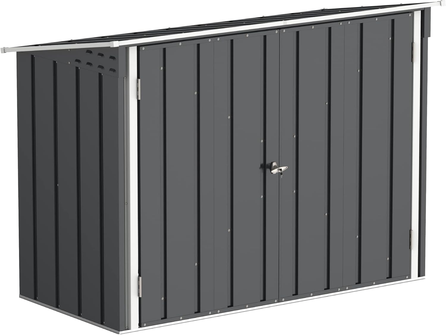 Duramax Fahrradschuppen für 2, Fahrradgarage mit komplett breiten, abschließbaren Doppeltüren, Lagerschuppen aus Metall, Gartenschuppen Fahrräder, Fahrradaufbewahrung, fahrradbox, Anthrazit