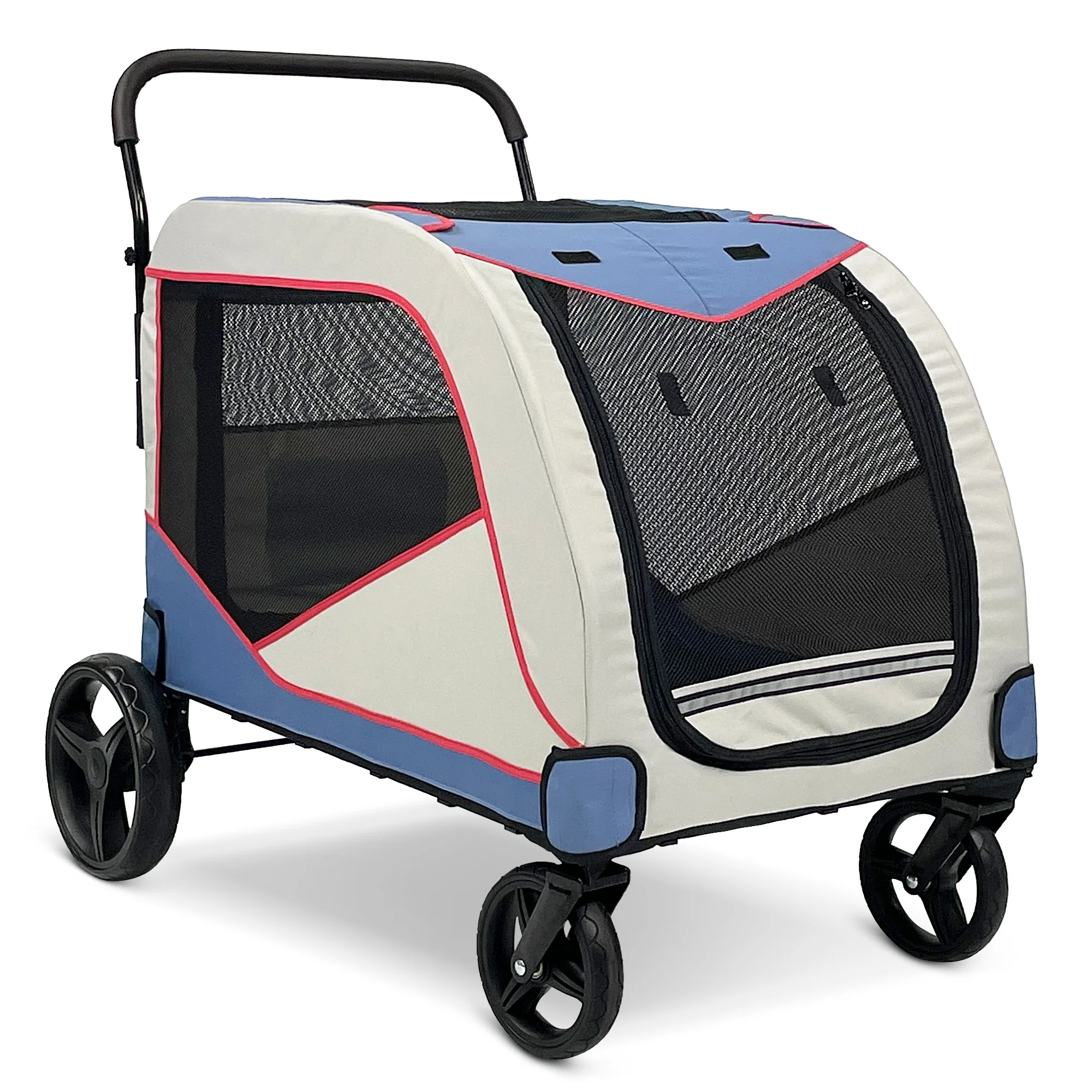 2025 Opvouwbare Hondenwagen voor Grote Huisdieren of 2 Honden/Katten, Jogger Karretje met 4 Wielen