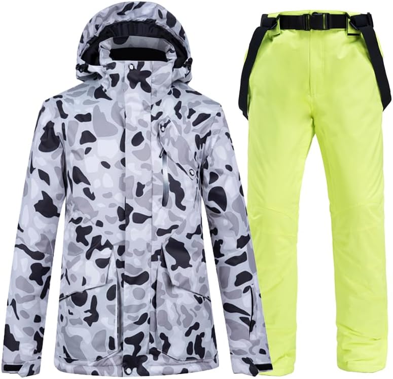 Schneeanzüge Winter Frauen Skifahren Anzüge Neue Snowboardjacke und Hosen Sportswear Sets Winterskianzug Atmungsaktives Material Outdoor-Kleidung Skianzüge (Color : G, Size : XXL)