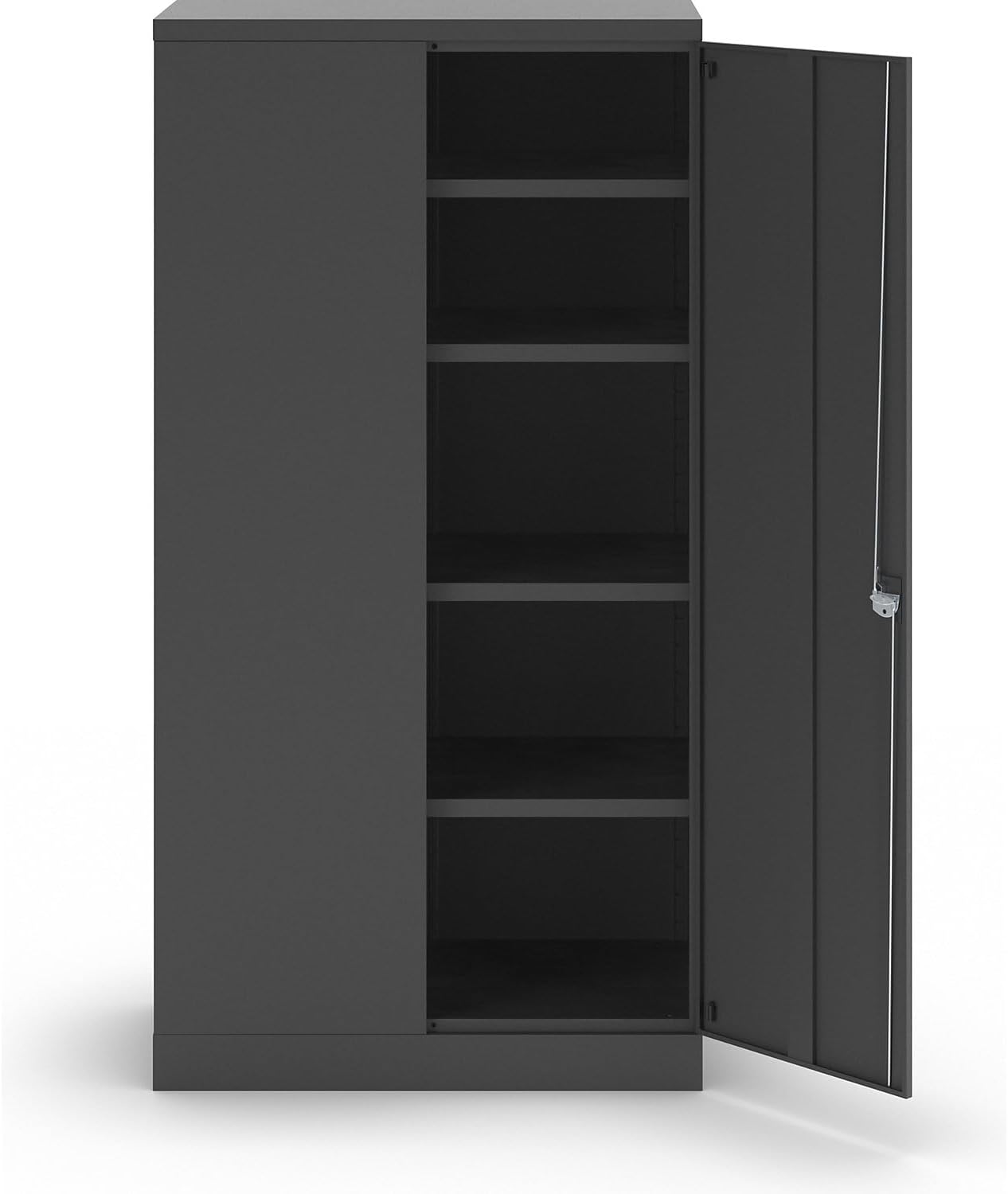 eurokraft | Stahlschrank Nilas | mit 4 Fachböden | HxBxT 1950 x 1000 x 500 mm | tiefschwarz