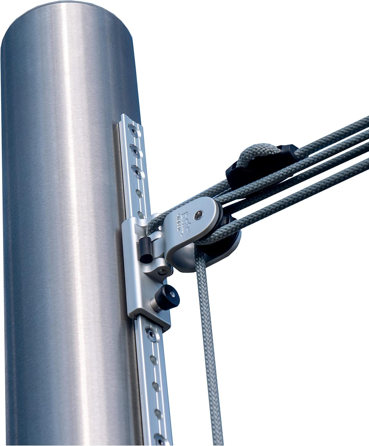 Sonnensegel Pfosten höhenverstellbar 3m, aus V2A Edelstahl inkl. Zubehör - 4-Fach Flaschenzug-Set & 0,75m Bodenhülse | Befestigung für sehr große Segel (70/3mm)