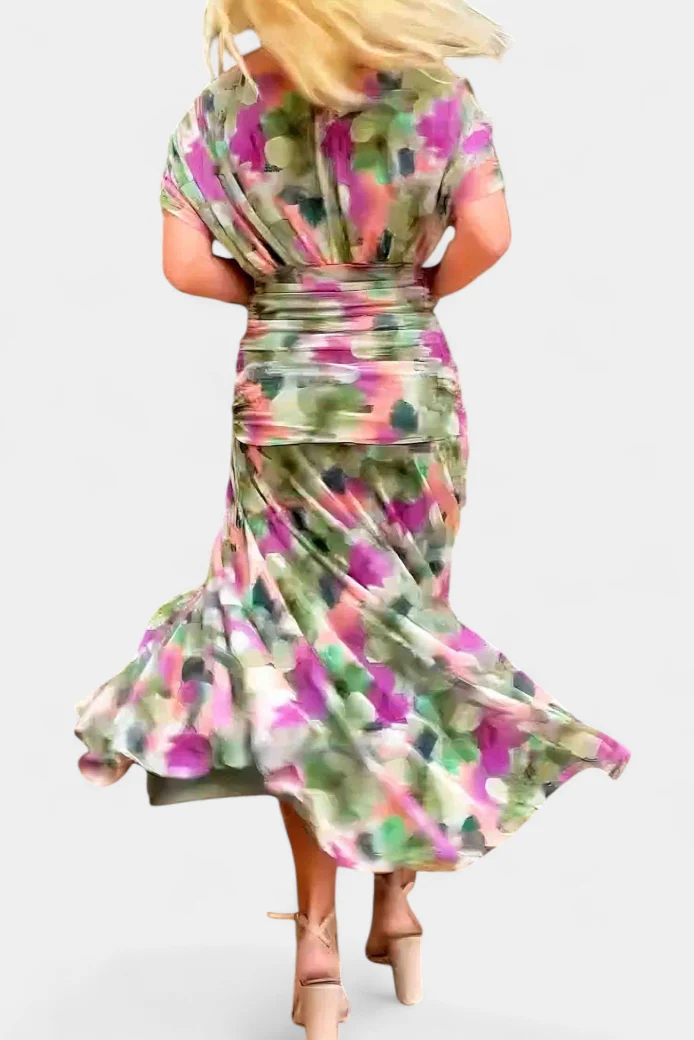 Schulterfreies gerafftes Maxikleid f��r Hochzeitsg?ste