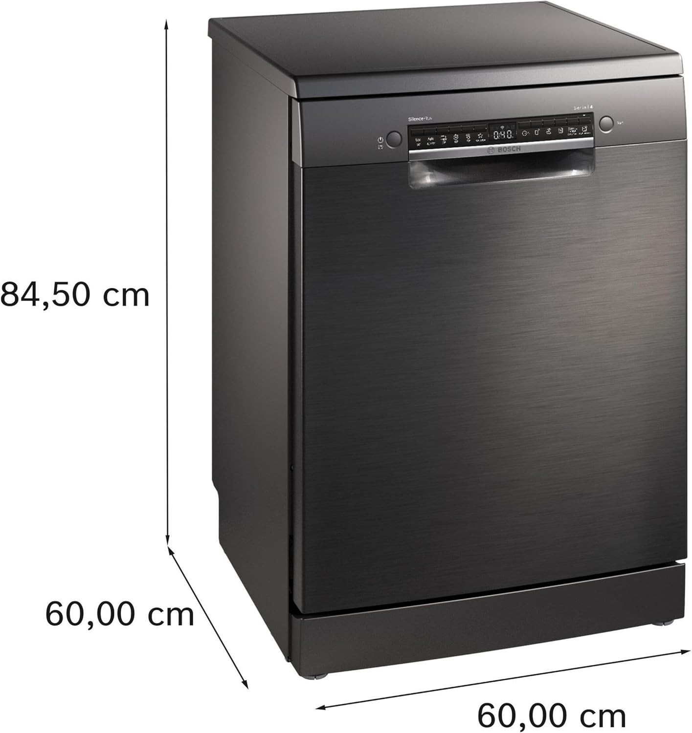 Bosch - Lavavajillas Libre Instalación, 60 cm, Serie4, Home Connect, 14 Servicios, Cepillado Antihuellas, Acero Negro, SMS4EMC06E.
