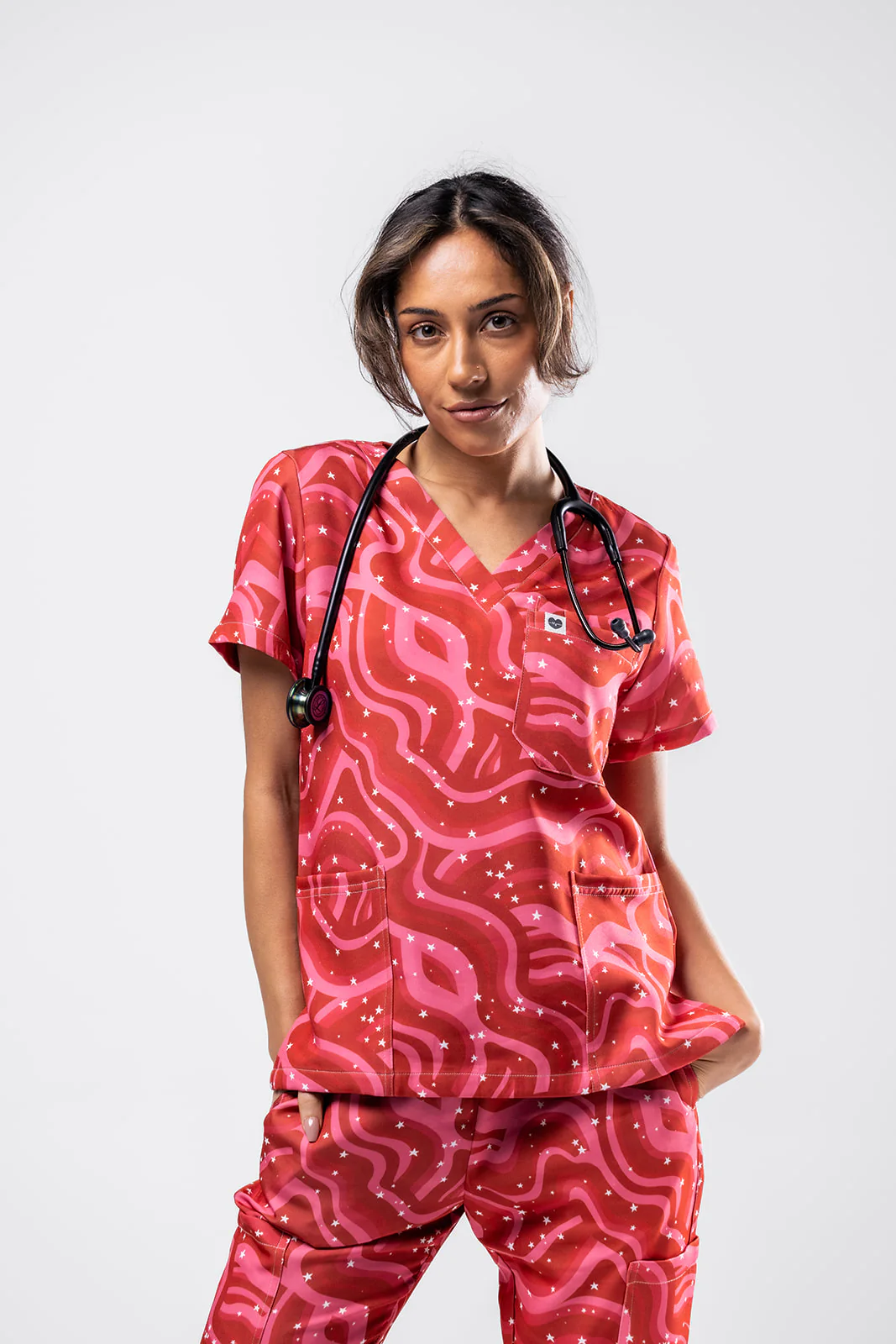 Retro Red Scrub Set