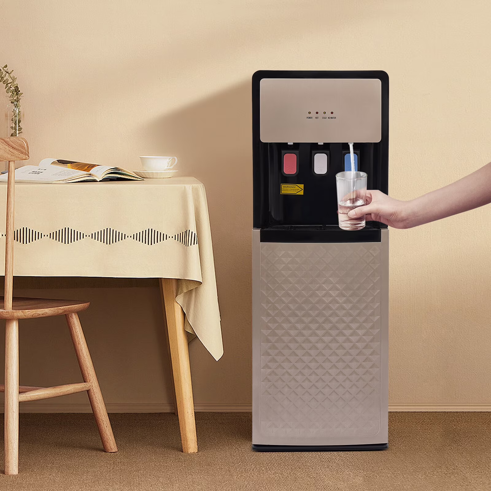 Bottom Loading Water Cooler Dispenser, 500W Floor Standing Hot & Cold Water for Home Office