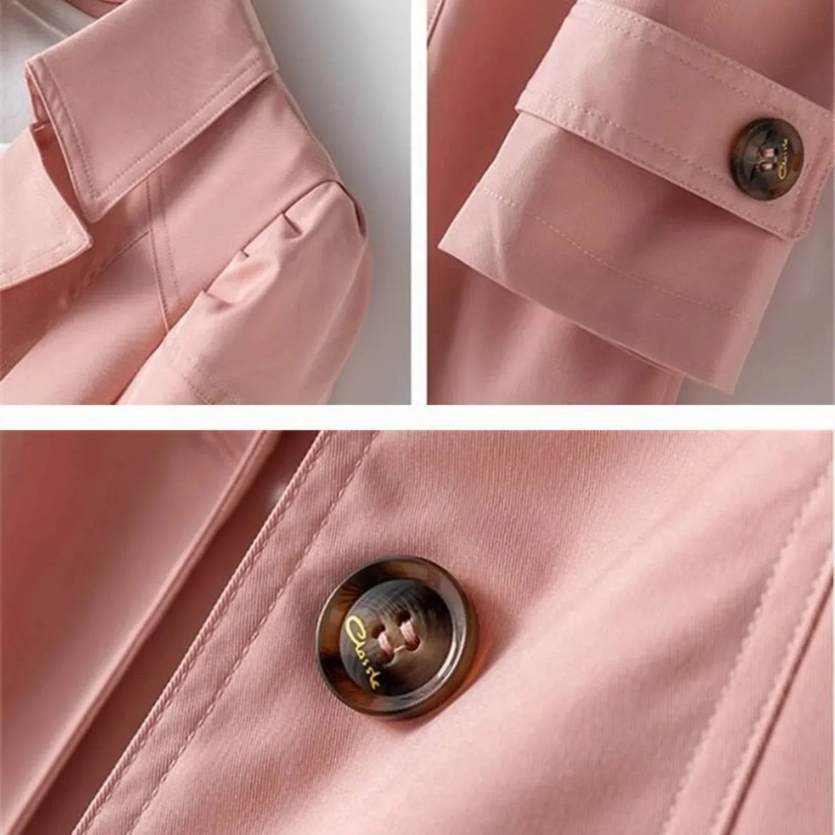 Damen Trenchcoat Wasserabweisend | Klassischer Doppelreiher ��bergangsmantel mit G��rtel | Leichter Regenmantel f��r den Alltag