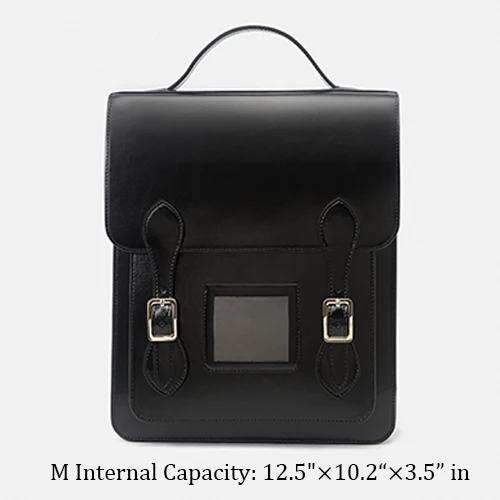 Black Classic Women Vertical Satchel Backpack Bag