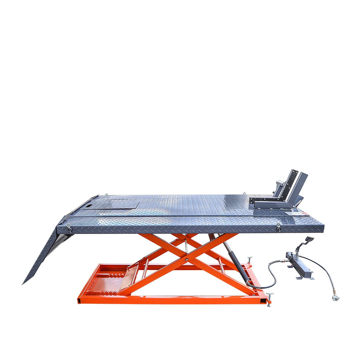 TMG-1500PML 1500-lb draagbare motorfiets/ATV-schaarlift, 48'' werkplatform, lucht- en voetpedaalbediening