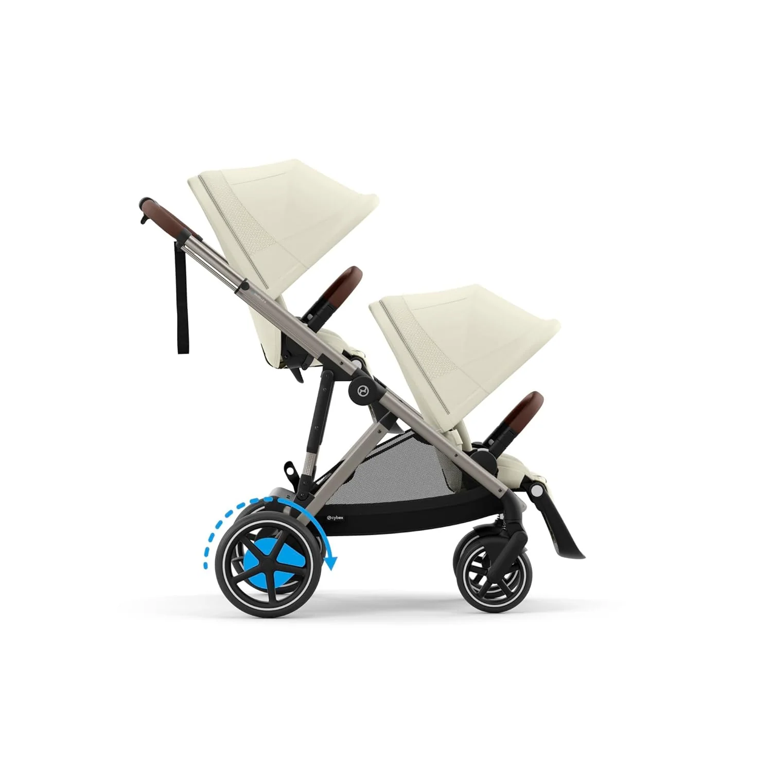 CYBEX Gold Kinderwagen e-GAZELLE S, Ab Geburt bis ca. 4 Jahre, Max. 22 kg (Single-Modus) / 2x 22 kg (Duo-Modus), All-in-1-System mit E-Antrieb und 20+ Konfigurationen, Moon Black