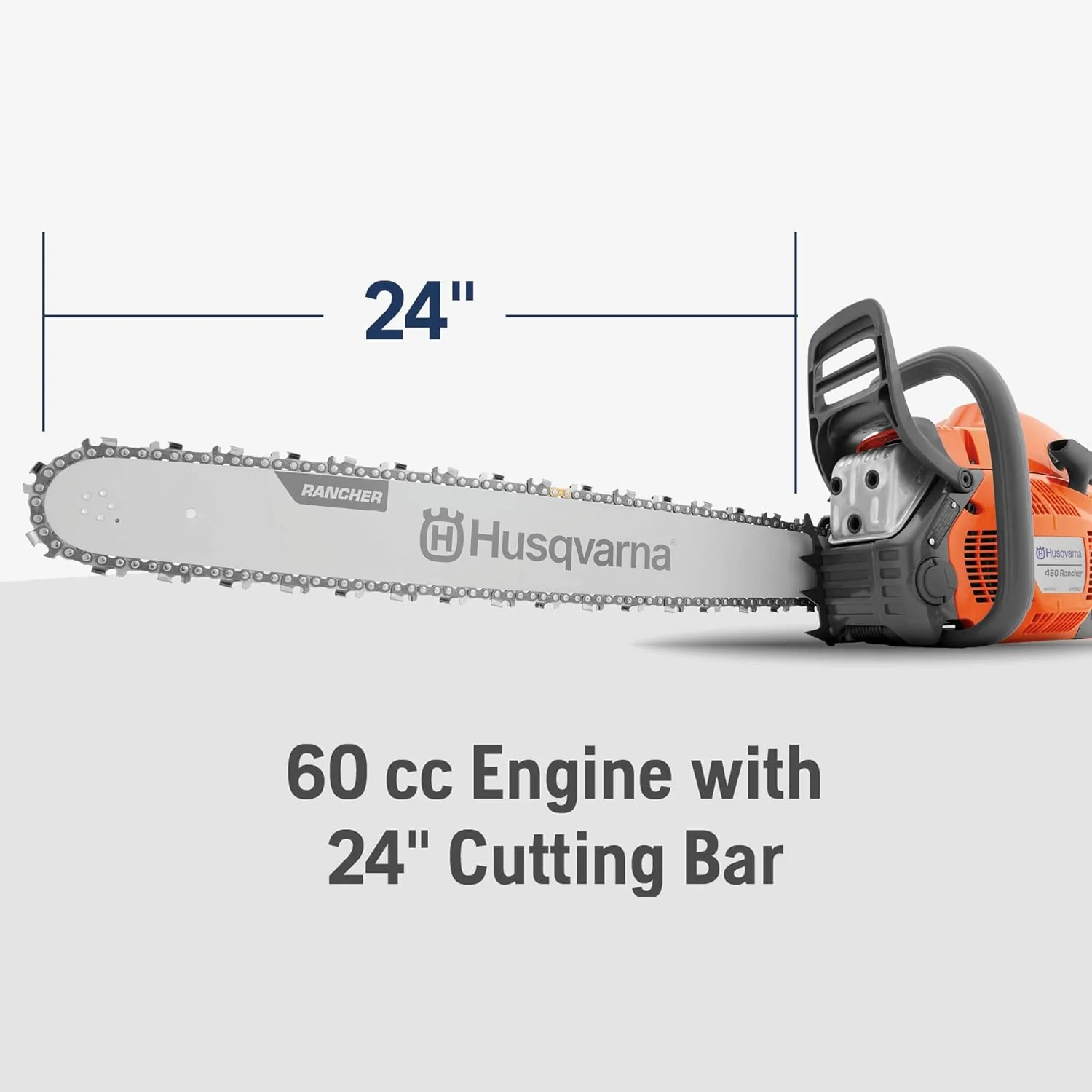460 Rancher Gas Powered Chainsaw, 60.3-cc 3.6-HP, 2-Cycle X-Torq Engine, 24 Inch Chainsaw with Automatic Adjustable Oil Pump, For Wood Cutting, Tree Trimming and Land Clearing