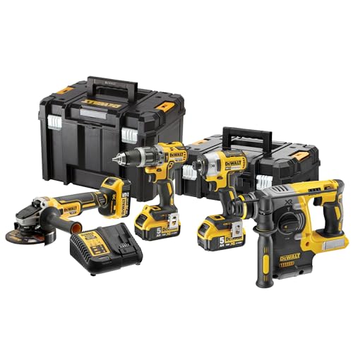 DEWALT DCK422P3T QW  KIT XR 18V=DCD796 Trapano a percussione   Avvitatore a percussione DCF887   Smerigliatrice DCG405   Martello DCH273   3 batterie agli ioni di litio da 5,0 Ah   TSTAK II   TSTAK VI : Amazon.it: Fai da te