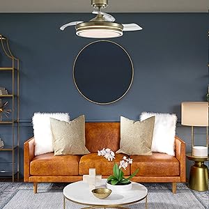 ventilador techo pequeño en cuero con aspas plegables