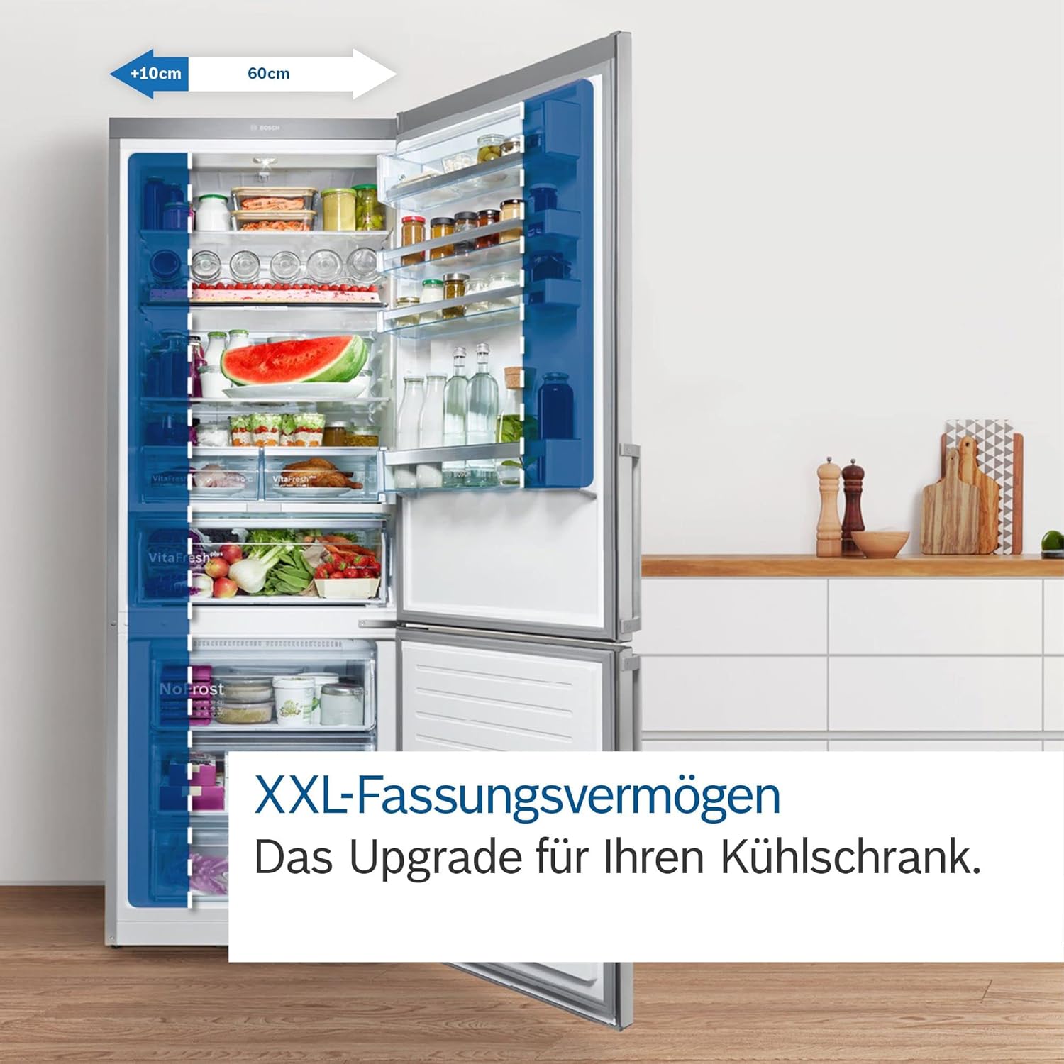 Bosch Réfrigérateur série 4 C inox, 440 l, acier inoxydable