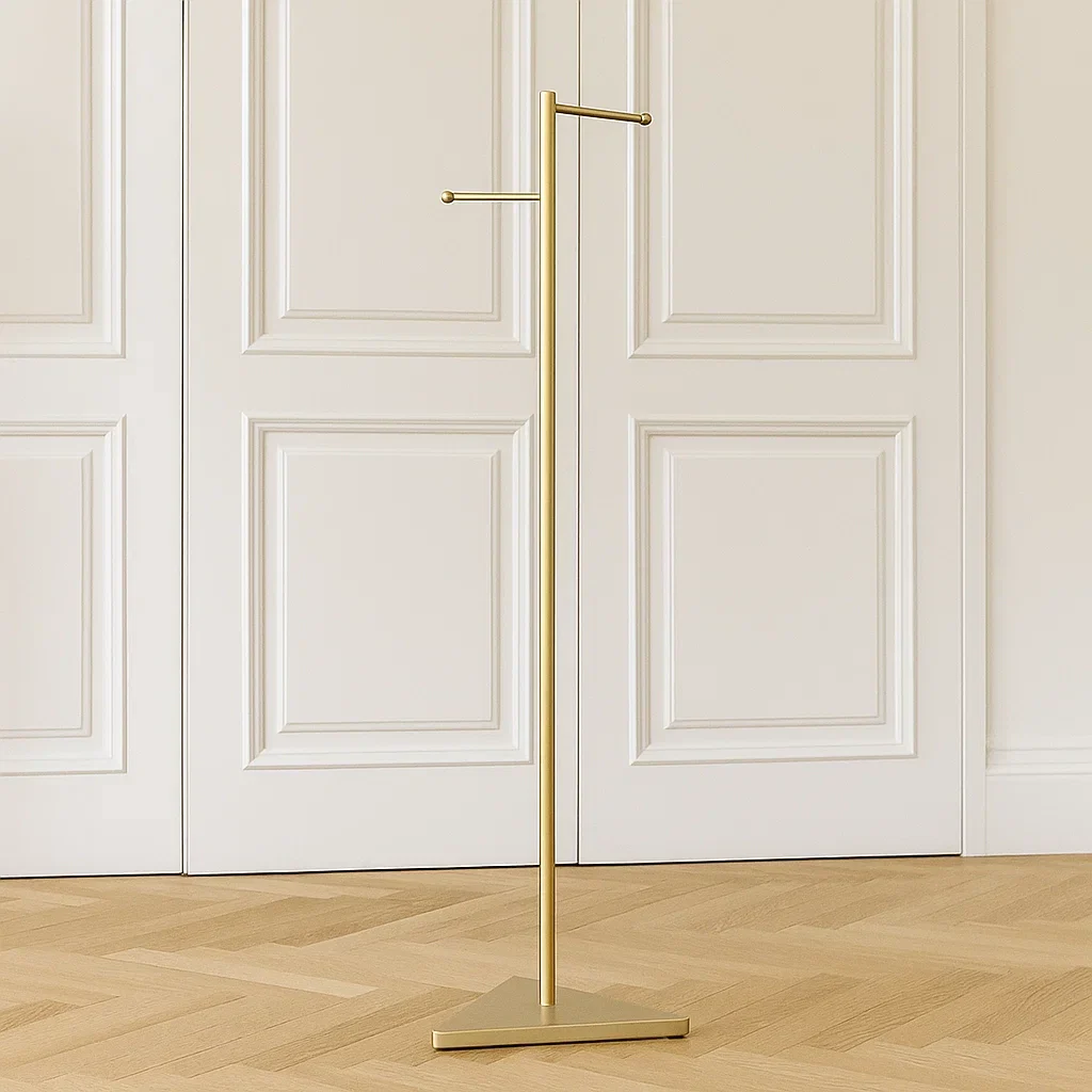 Fritstende knagerkke, guld, metal, egnet til sovevrelse, 45x45x170cm