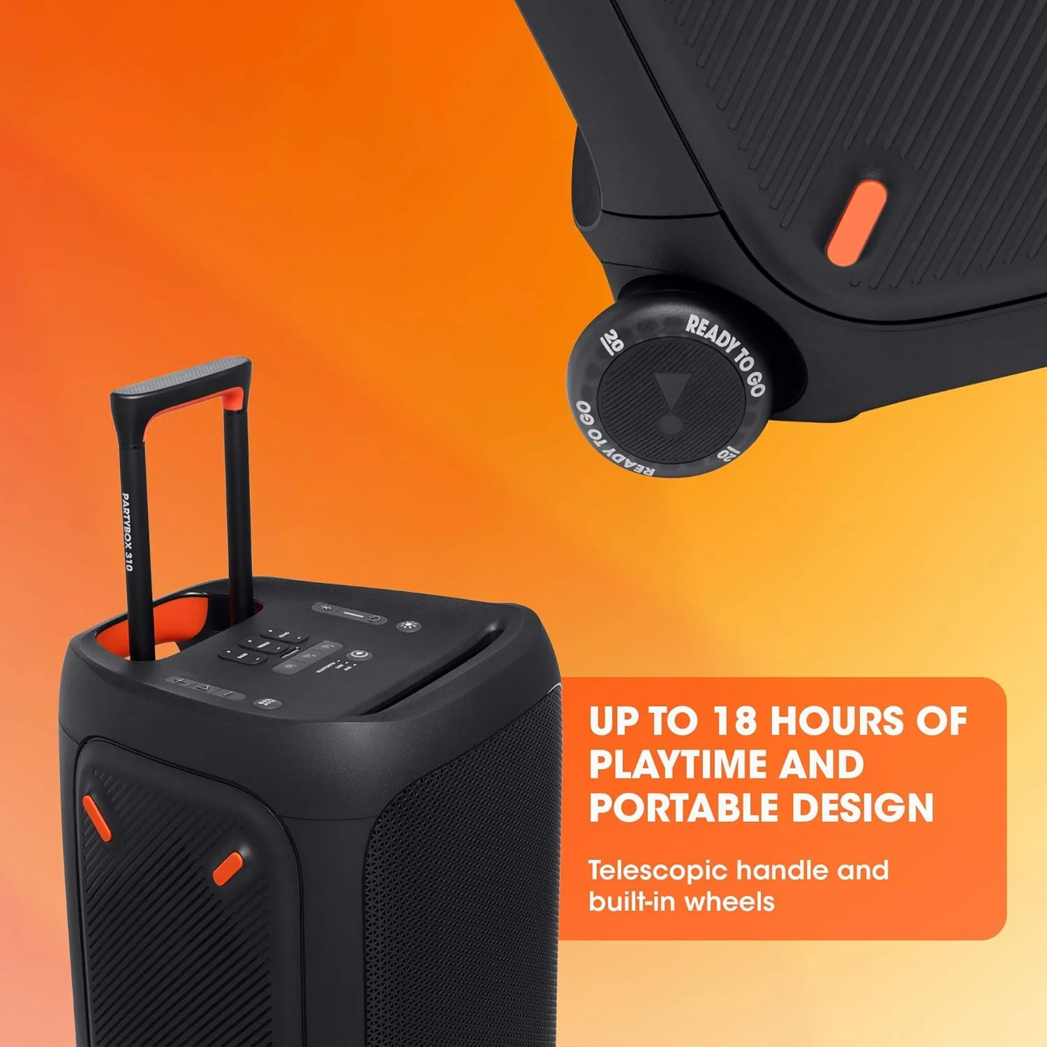 JBL PartyBox 710 - Schwarz �C Trag - und rollbarer Bluetooth Party-Lautsprecher mit Lichteffekten �C Spritzwassergesch��tzte, mobile Musikbox