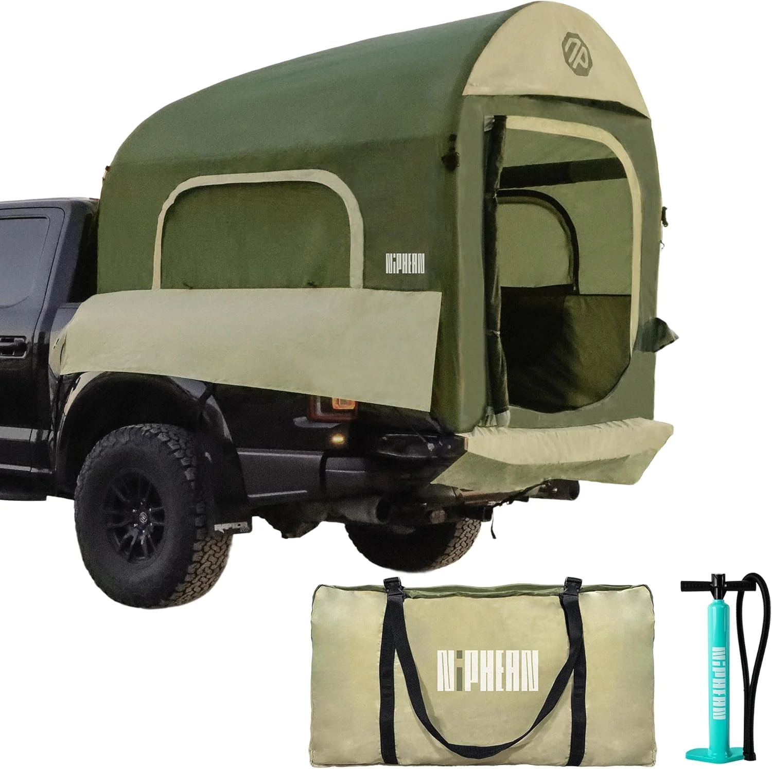 Niphean Truck Bed Tent 5.5ft-8ft for 2+1 People/Family. 2 Mins Fast Setup Inflatable Pickup Truck Tent. PU 3000mm Waterproof & High-Strength Windproof. Spacious Interior for Multi-Landscape