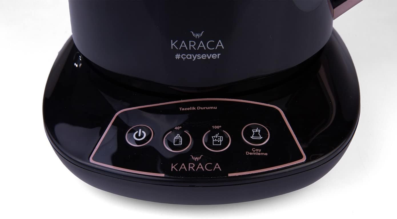 Karaca Çaysever Sprechende Teekanne und Wasserkocher 1700W, Rosegold, BPA-frei, 1,5L Wassertank, 0,8L Teekanne, Automatische Warmhaltefunktion, Geeignet für Babynahrung