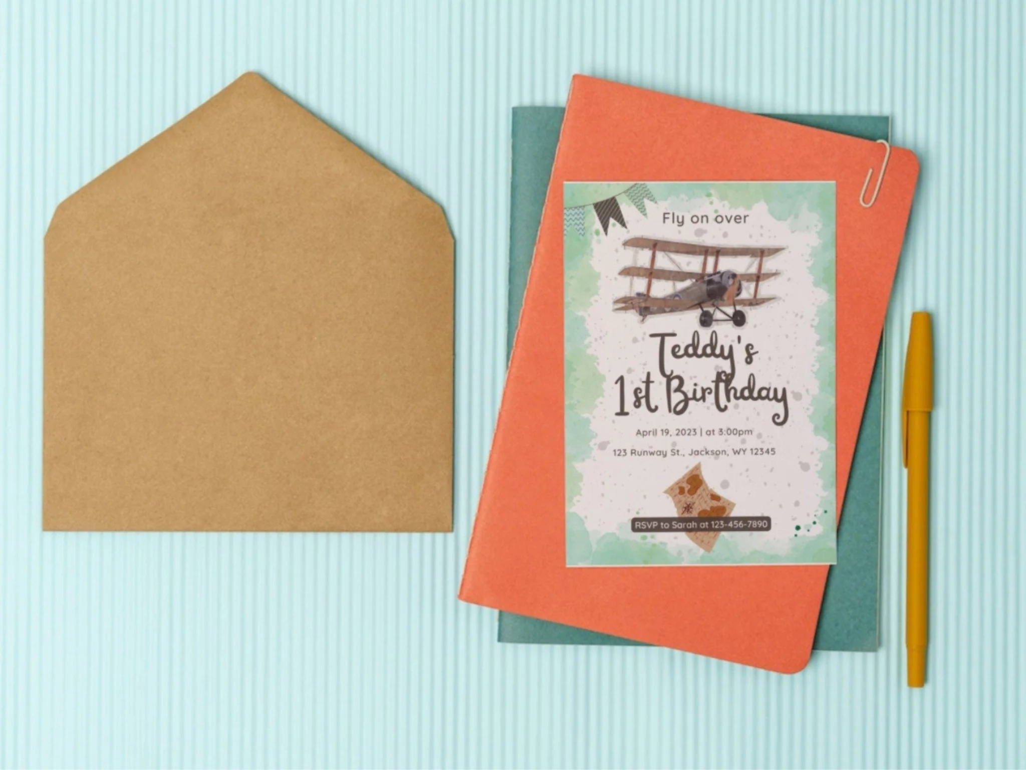 Airplane Birthday Invitation, Explorer Birthday Party, Baby Boy Birthday Theme, Children's Old Fashion Airplane Birthday