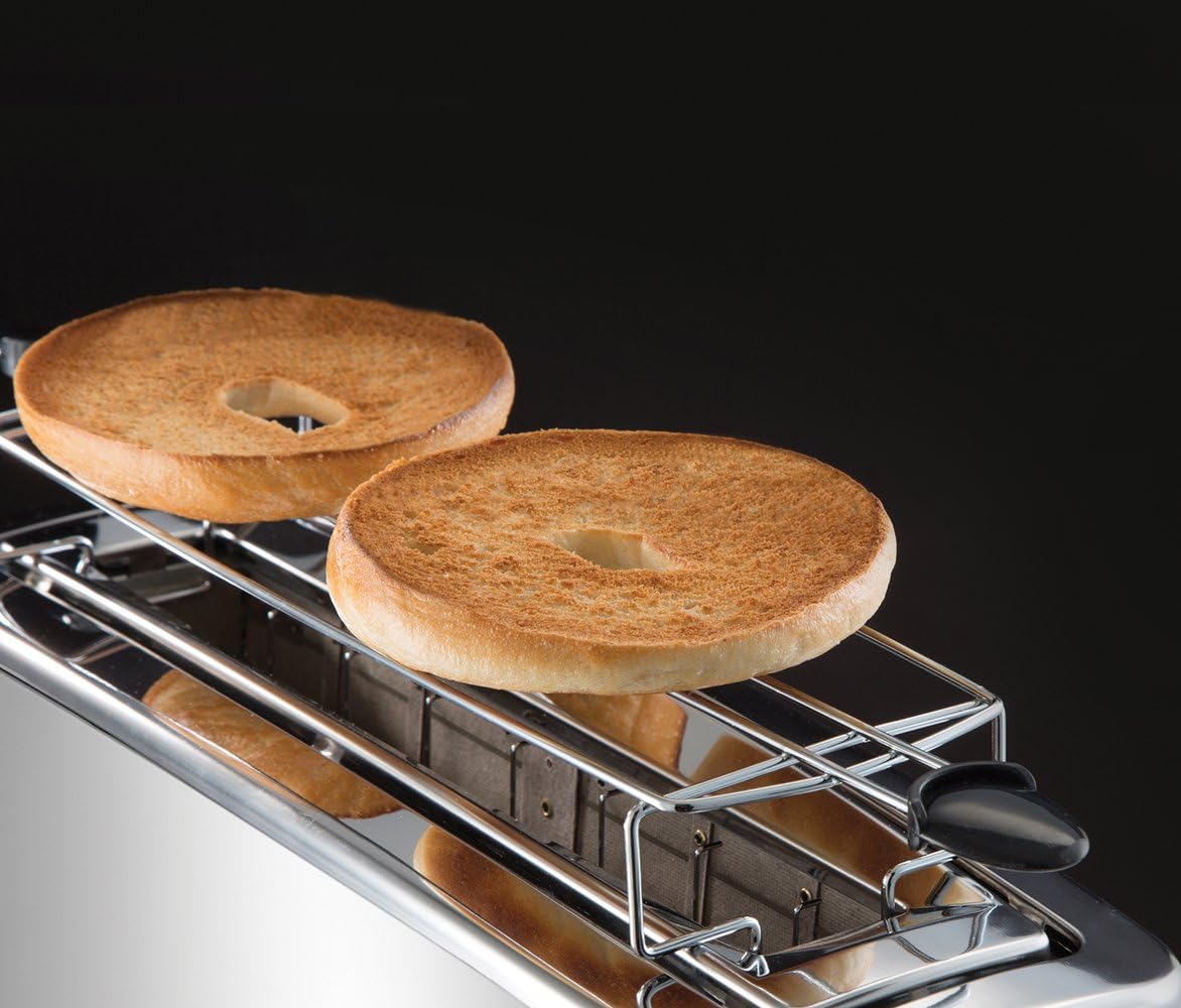 Russell Hobbs Toaster [für 2 Scheiben] Luna Edelstahl Kupfer (extra breite Toastschlitze, inkl. Brtchenaufsatz, 6 Brunungsstufen + Auftau- & Aufwrmfunktion, 1550W) 24290-56