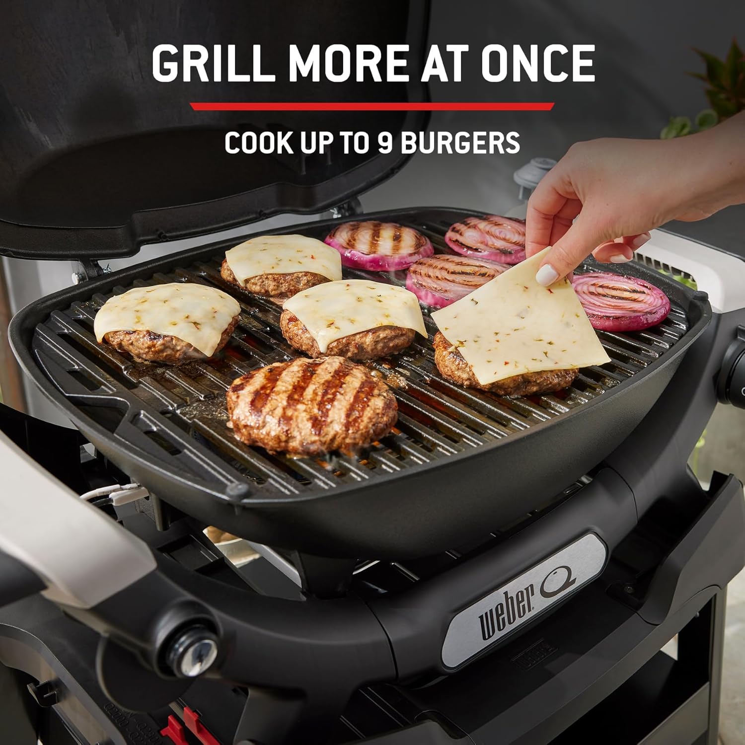 Weber Q 1200N Gasgrill mit Seitentischen/leichter Grill für Camping, Terrassen & Balkone mit Hochleistungsbrenner, porzellanemaillierten Gussrosten & elektronischer Zündung, Mitternachtsschwarz