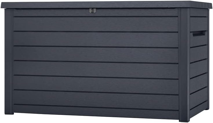 Keter Kissenbox XXL Ontario, graphit, 870l Fassungsvermögen, Außenmaße: 147 x 83 x 86 cm, Auflagenbox wasserdicht, für Outdoor geeignet