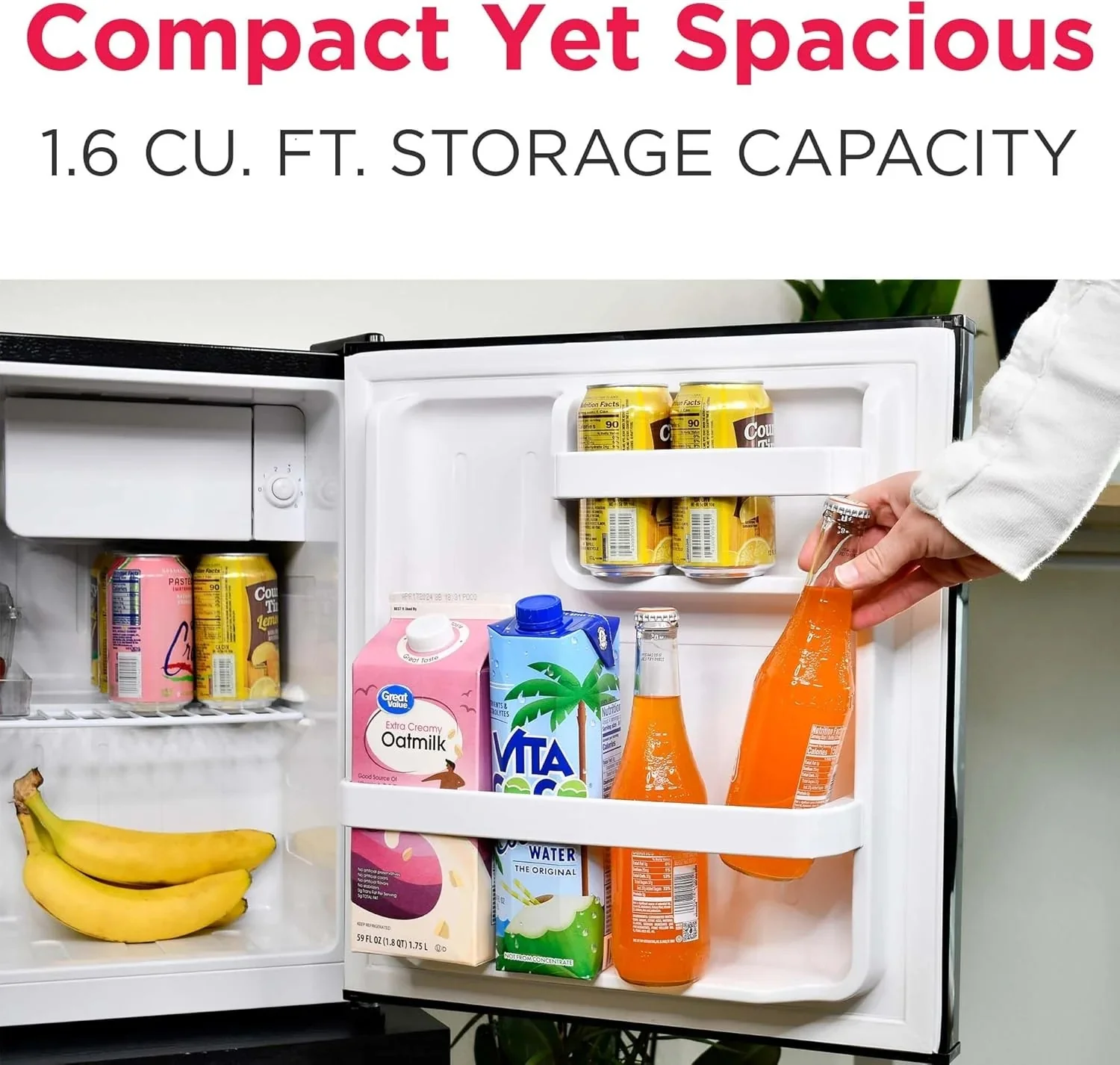 Frigidaire EFR176 Retro Compact Fridge with Chiller Mini Refrigerator with Built-in Bottle Opener for Office, Bedroom, Dorm Room or Cabin, 1.6 cu ft 16