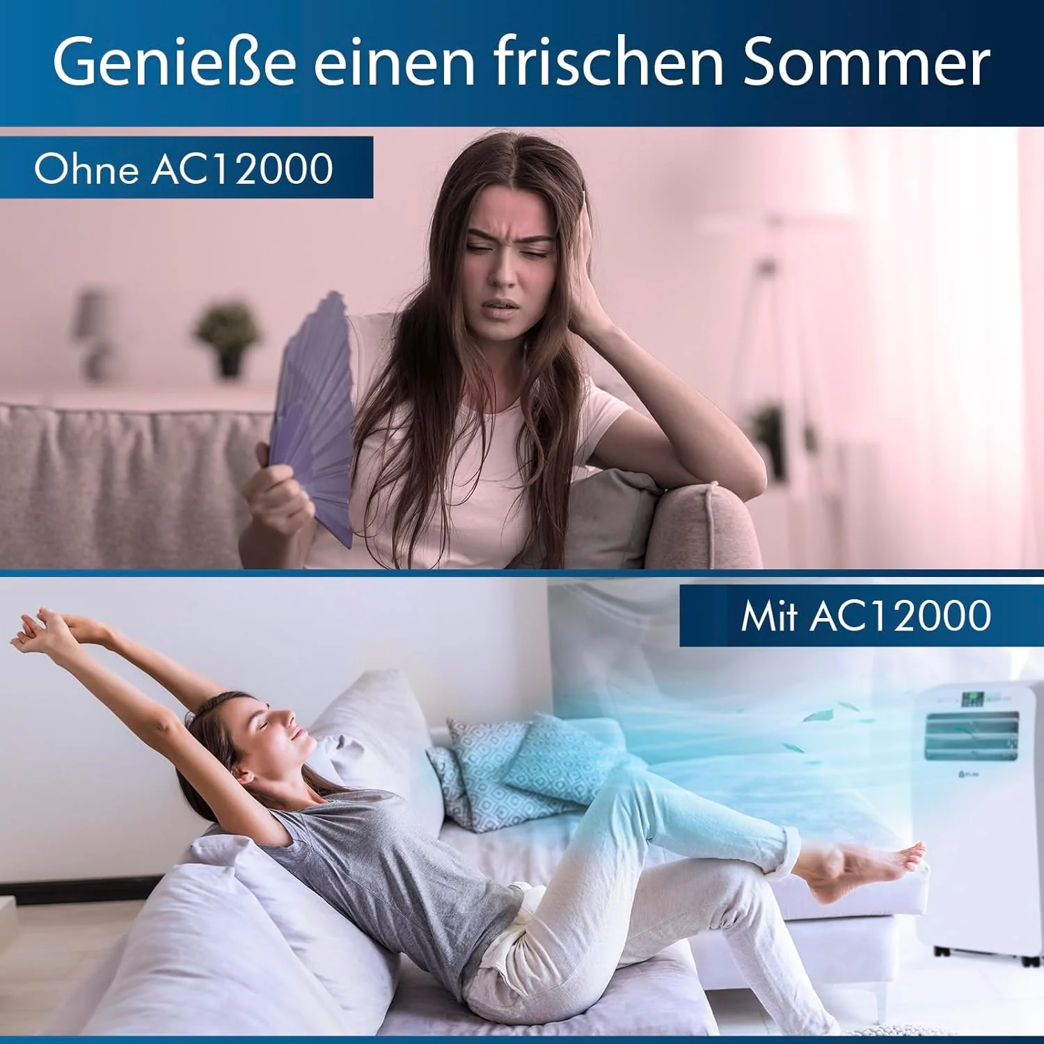 KLIM AC12000 | Krachtige en Stille Mobiele Airconditioner met 12.000 BTU + NIEUW 2024 + met Ge?ntegreerde Ontvochtigingsfunctie, Ventilator en Koelmodus + Afstandsbediening + 5 JAAR BESCHERMING