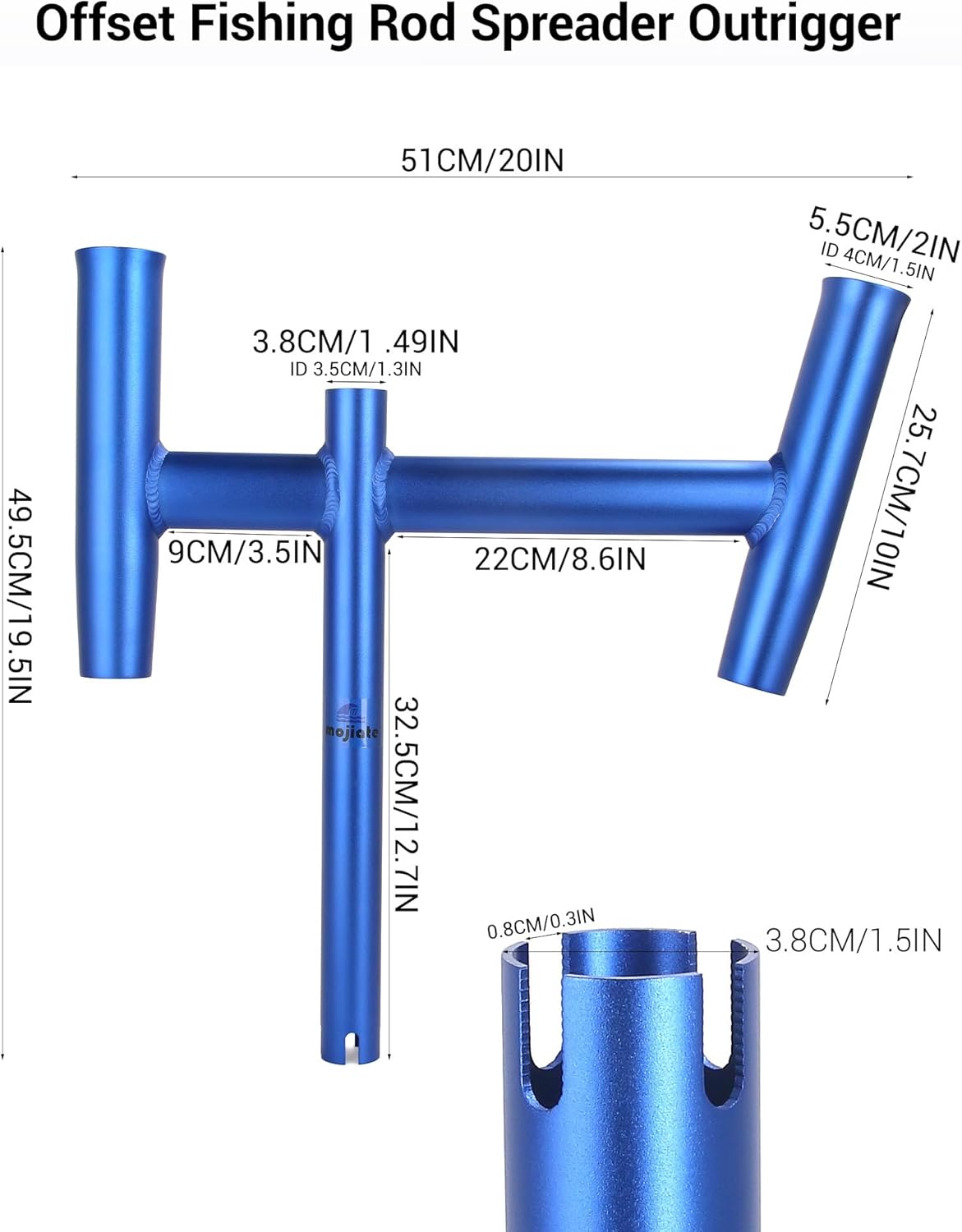 Angelrutenhalter – Eloxiertes Aluminium, doppelt versetzter Angelrutenspreizer in Marine-Qualität, für Offshore-Boote, Ausleger