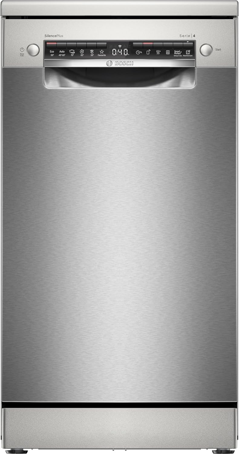 Bosch - Lavavajillas, 45 cm, Serie 4, Libre Instalación, Home Connect, Acero Inoxidable, SPS4HMI49E