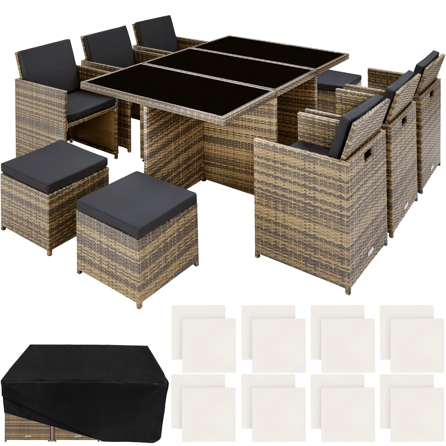 Conjunto De Ratán Sintético Nueva York - Natural