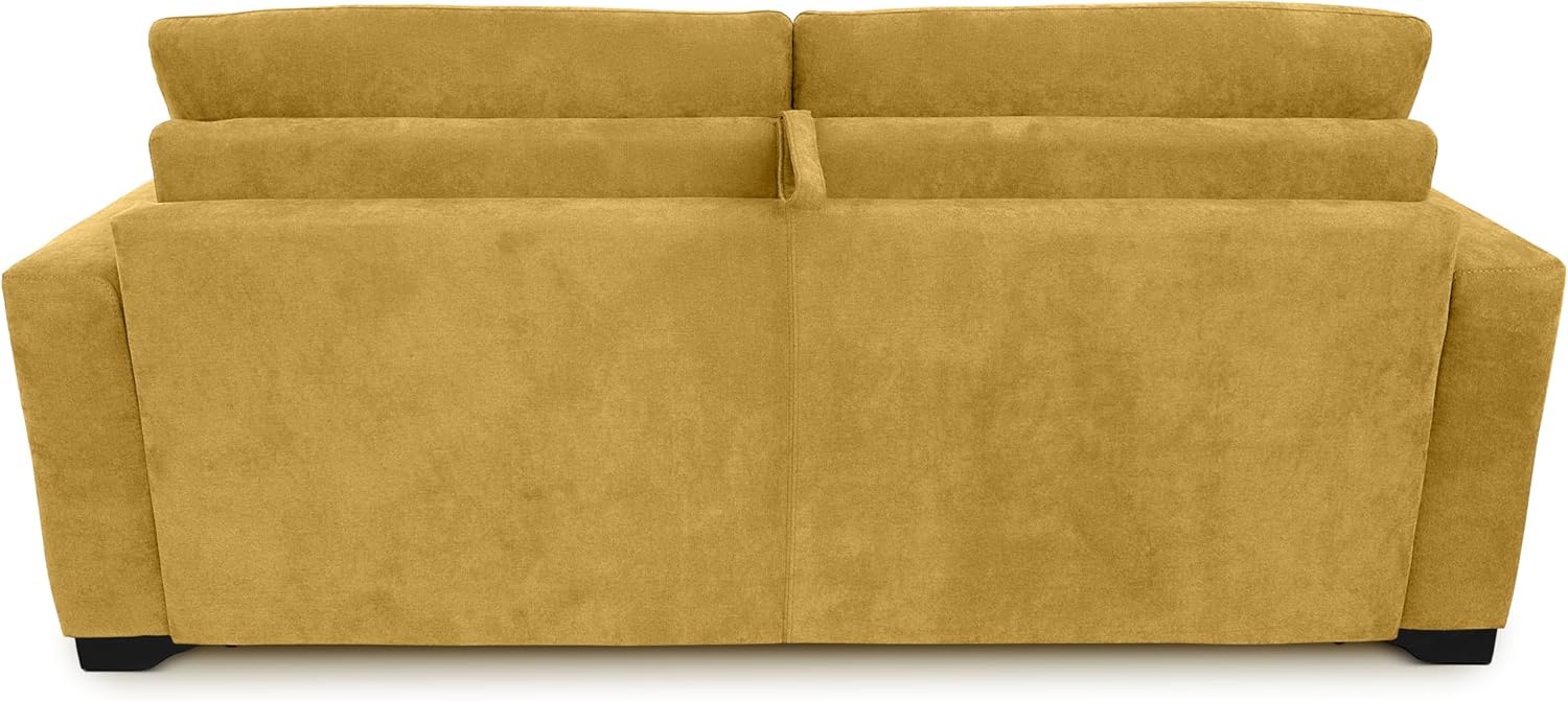 f60 Sofa mit Schlaffunktion - 3 Sitzer Schlafsofa und Klappsofa mit hochwertiger Kaltschaummatratze & CATAS Bettgestell - Schlafcouch mit Bettfunktion gelb (Honey Melon)
