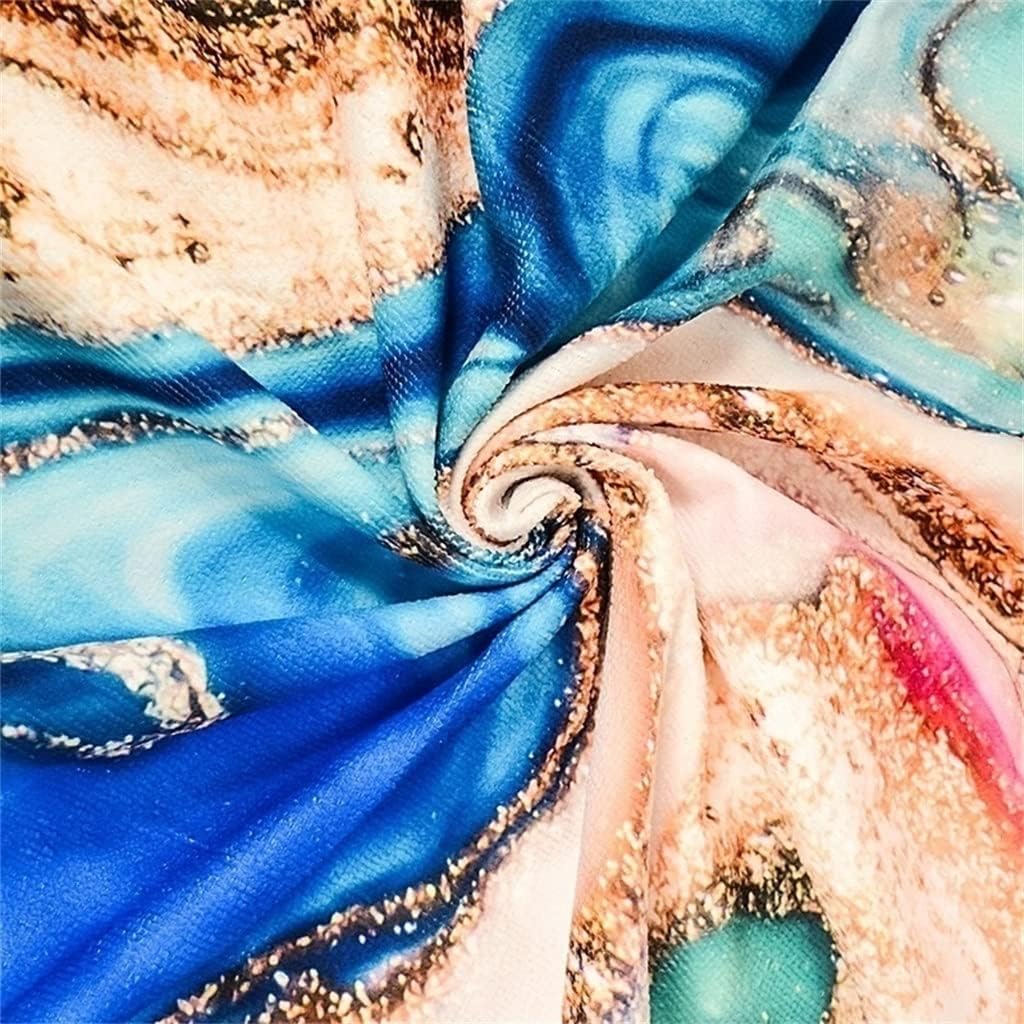 LiChA Microfiber Marble Abstract Pattern Beach Towel Round Large Watercolor Yoga Towel with Tassel Beach Mat Blanket Cover