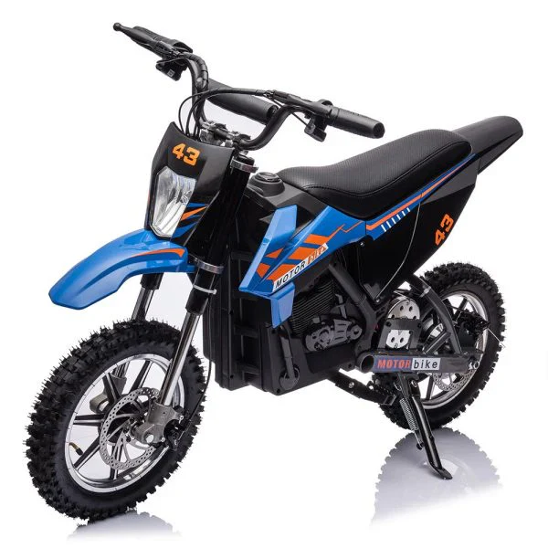 36V Kids Electric Dirt Bike, 36V, 350W, 15.5MPH, LED, 175lbs Max – Blue