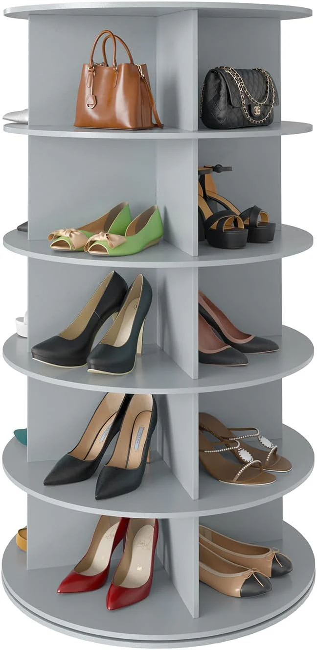 SpaceAid 7 Tier Rotating Shoe Rack Tower, Spinning Shoe Display Lazy Susan