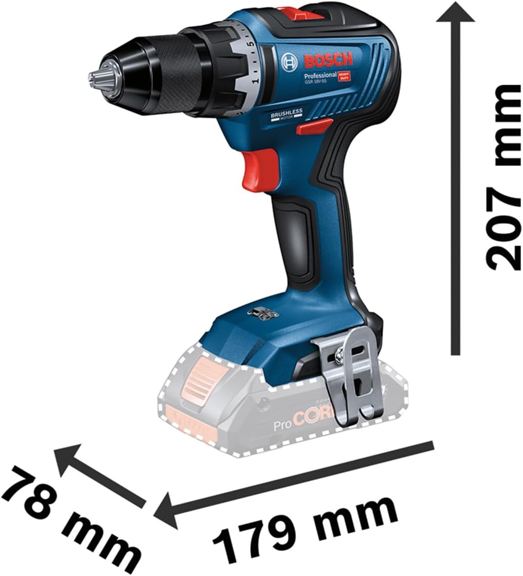Bosch Professional 18V System Combo Kit: Akku Drehschlagschrauber GDR 18V-200 + Akku Bohrschrauber GSR 18V-55 (inkl. 2x 4.0Ah Akku, Schnellladegerät GAL 18V-40, L-Case)