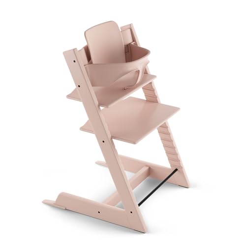 Seggiolone Tripp Trapp di Stokke con Baby Set, Serene Pink   Sedia regolabile ed evolutiva per bambini e adulti   Design ergonomico e classico : Prima infanzia