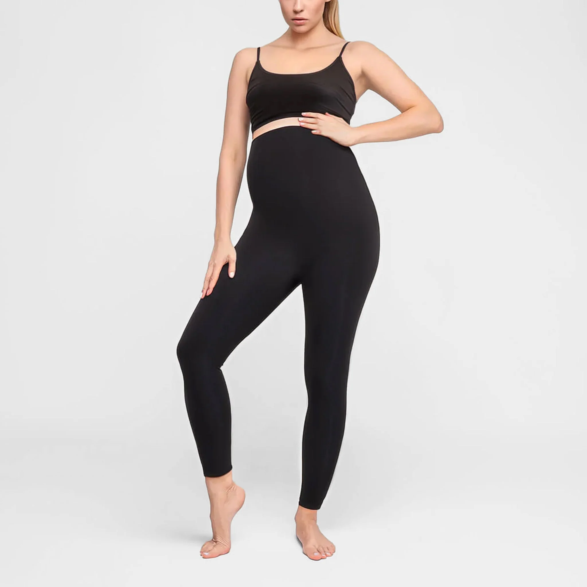 Bequeme Umstandsleggings mit hohem ��berbauchbund | Elastische Schwangerschaftshose aus weichem Stoff f��r jeden Tag