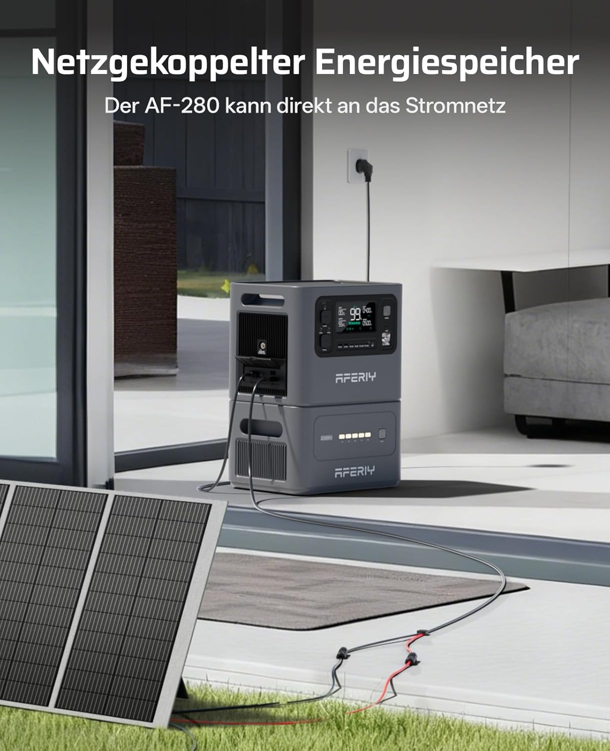AFERIY 2800W Tragbare Powerstation, 2048Wh LiFePO4 In 1,5h Schnellladbar, 13 Ausgänge, Reine Sinuswelle 230V, USV, Erweiterbar Auf 4096Wh, Solar Generator Für Camping/Home-Office 2025 Neue