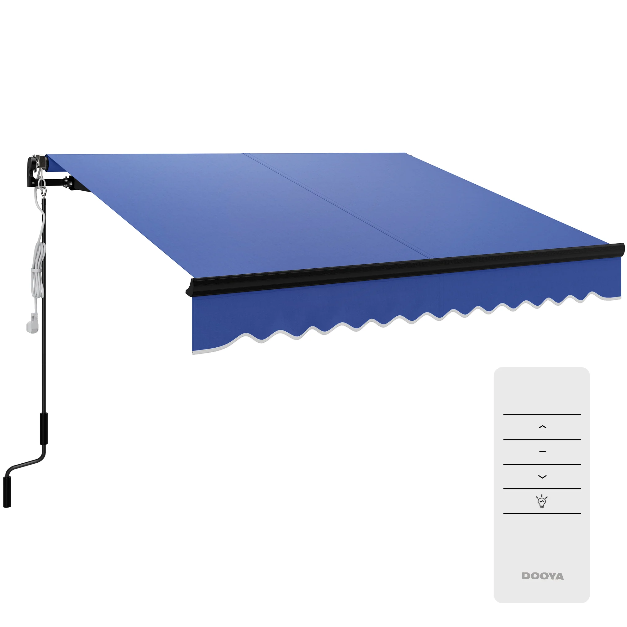 2025 2,5 x 2 m Elektrisch Zonnescherm met LED-licht & Afstandsbediening voor Tuin, Terras en Deck, Blauw