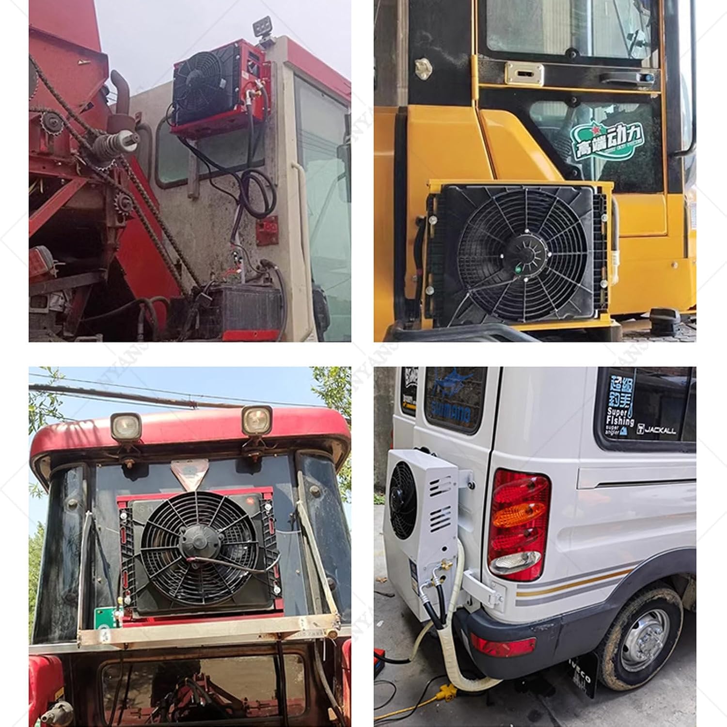 Generisch 12V/24V RV Klimaanlage 300-850W Split Parking Klimaanlage Kit 450m³/h Luftvolumen Leise Schnelle Kühlung für LKW Busse Wohnmobile Wohnwagen Bagger,Schwarz,24V-Red
