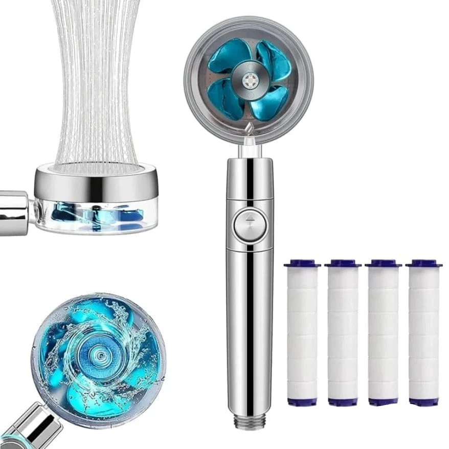 360 Rotating Turbo Fan Shower Head High Pressure, Water-Saving Spray