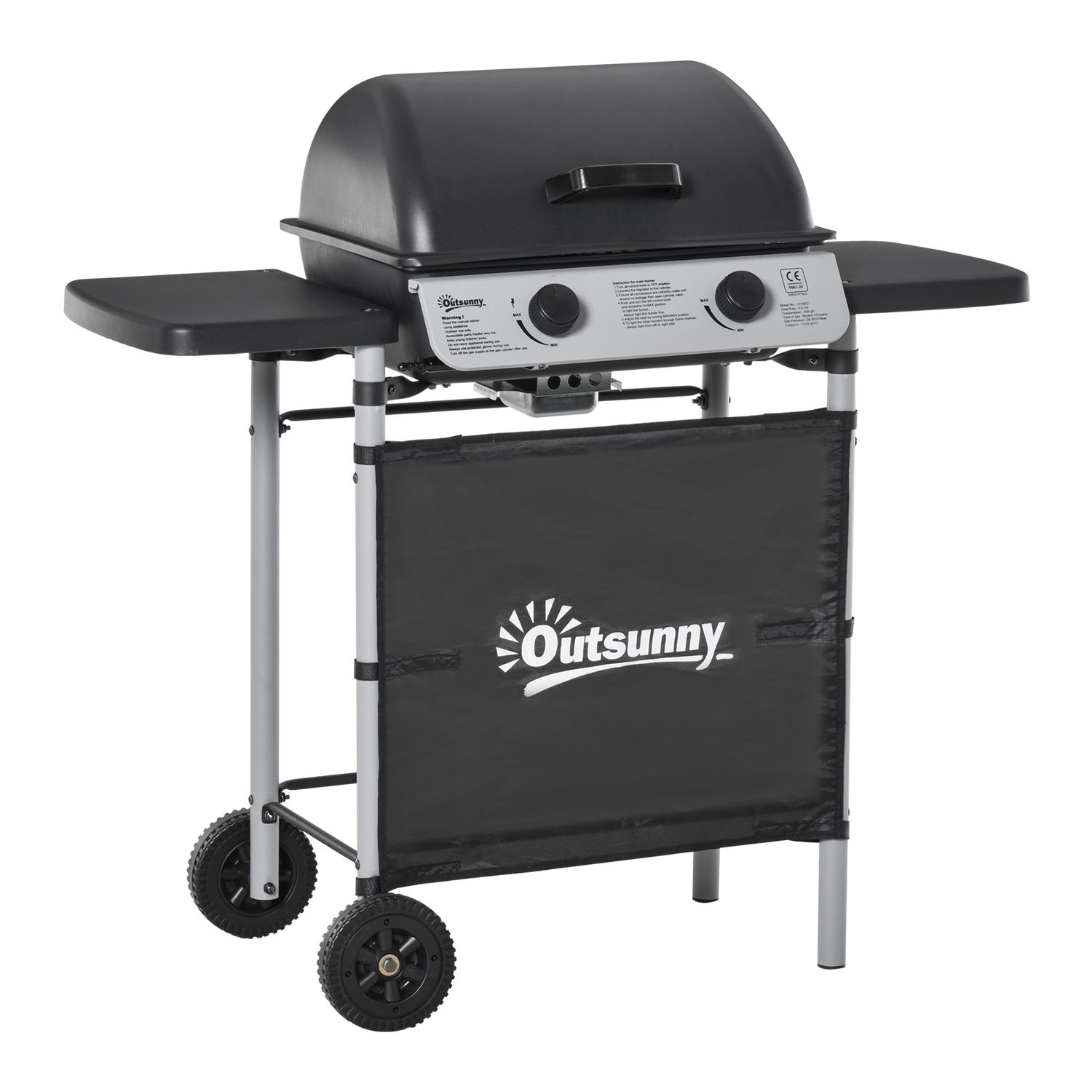Patelnia do grilla gazowego Outsunny Steel, 104x49x99 cm, czarna