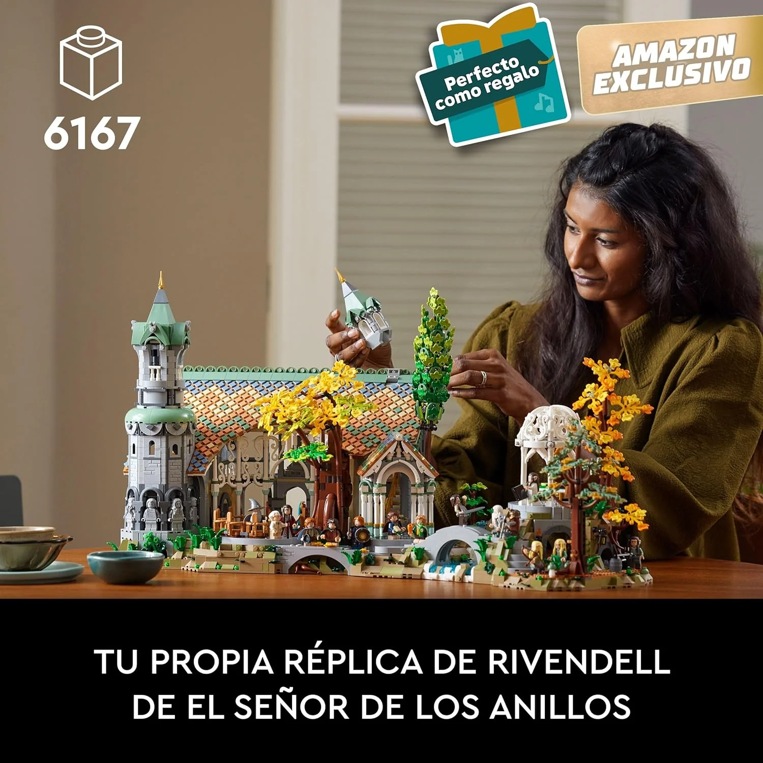Icons EL SEÑOR DE LOS Anillos: RIVENDEL - Regalo por el Día del Padre - Maqueta para Construir de la Tierra Media - Gran Set con 15 Minifiguras Inc. Frodo, Bilbo, Gandalf y Legolas 10316
